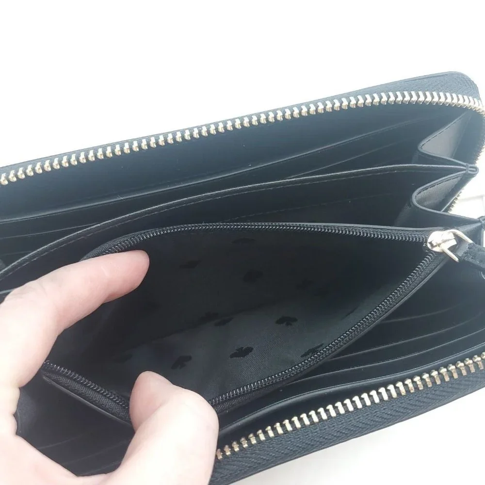Kate Spade New York Womens Black Staci Saffiano Leather Continental Wallet Sz L